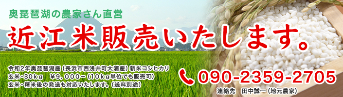 奥琵琶湖の農家さん直営　近江米販売いたします。